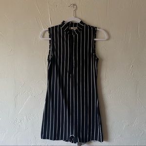 BLACK AND WHITE STRIPED ROMPER